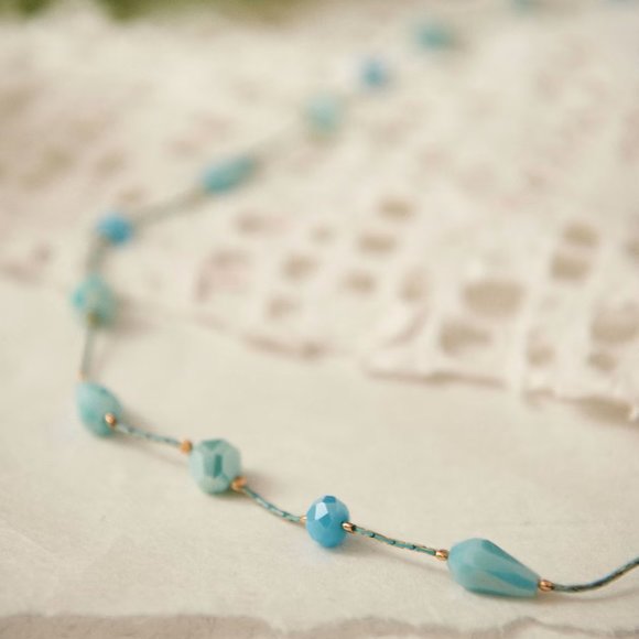 Petro Blue Faceted Bead Necklace - Picture 2 of 2